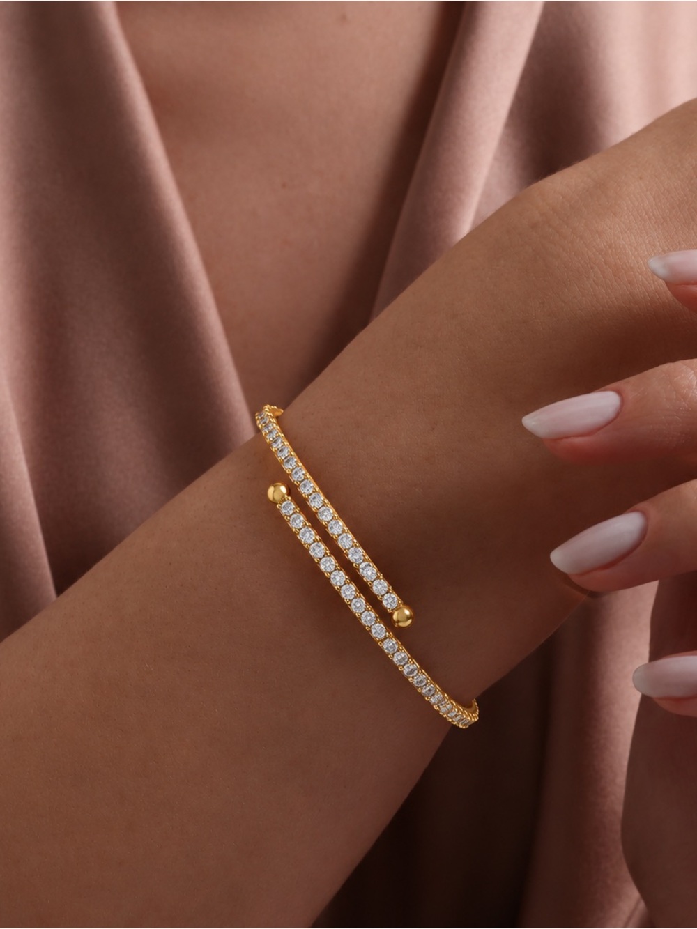 Gold Open Crystal Cuff Bracelet for Women